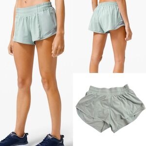 Lululemon Hotty Hot Shorts Womens 2 Mint Green High Rise Lined 4" LW7AUSR Active